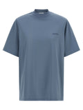 The Attico Mock-Neck Cotton T-Shirt — Blue