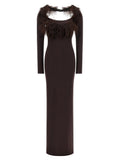 The Attico Ostrich Feather-Embellished Dress — Black