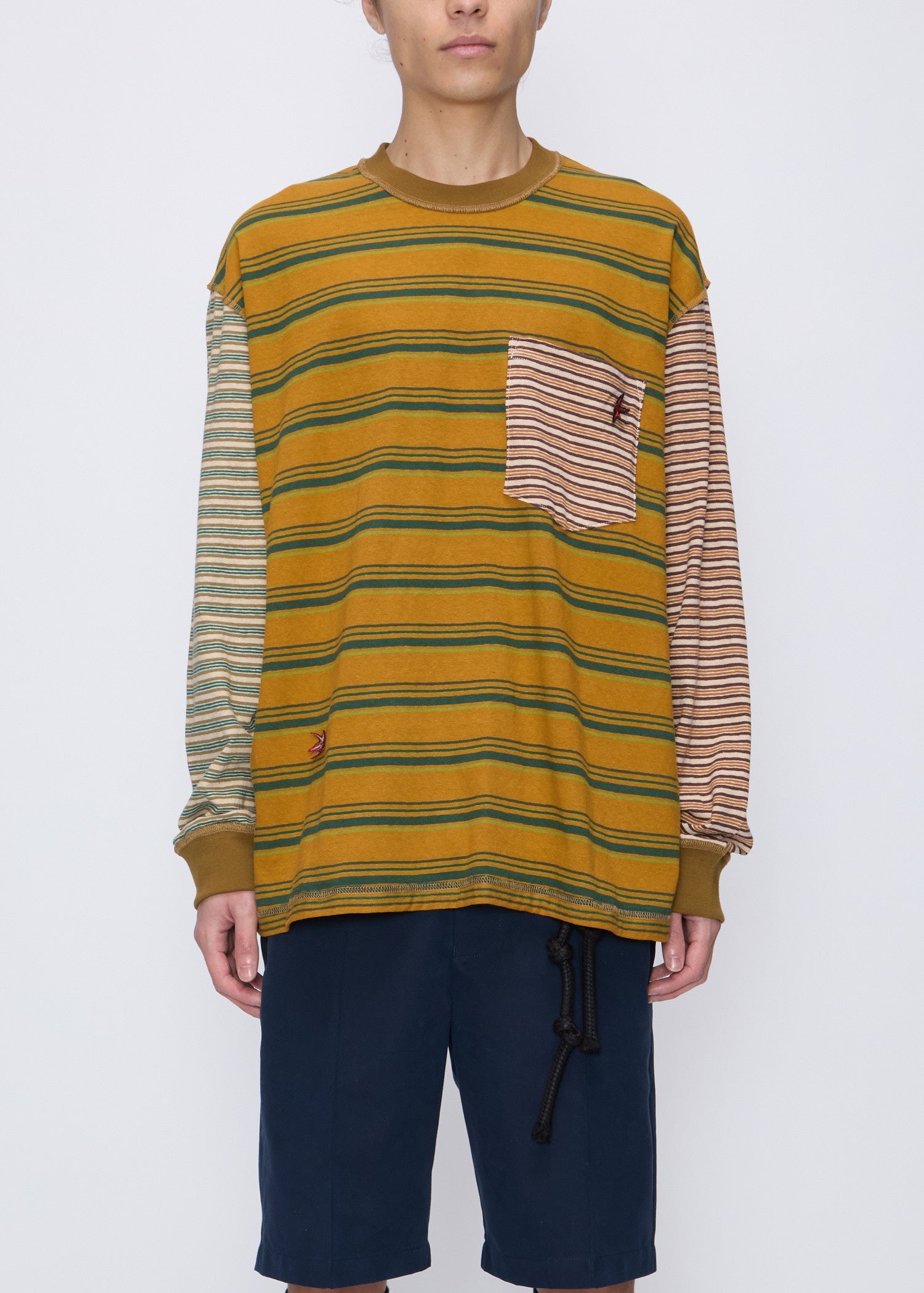 Song For The Mute Striped Cotton Sweater — Orange