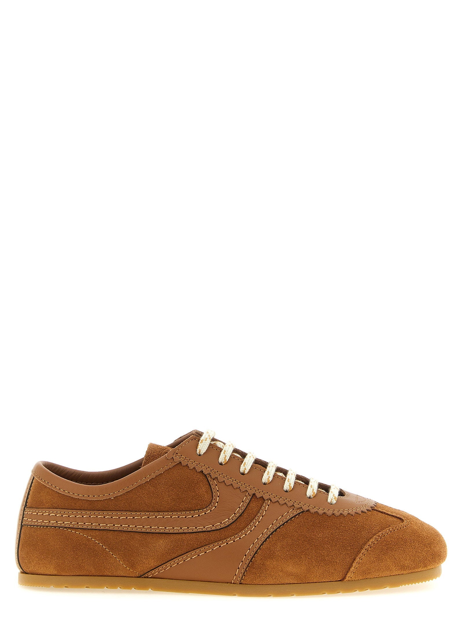 Dries Van Noten Scalloped Suede Sneaker — Tan