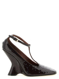 Dries Van Noten Sculptural Wedge Heel Pump — Burgundy