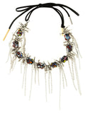 Dries Van Noten Sculptural Crystal-Beaded Necklace — Multicolor