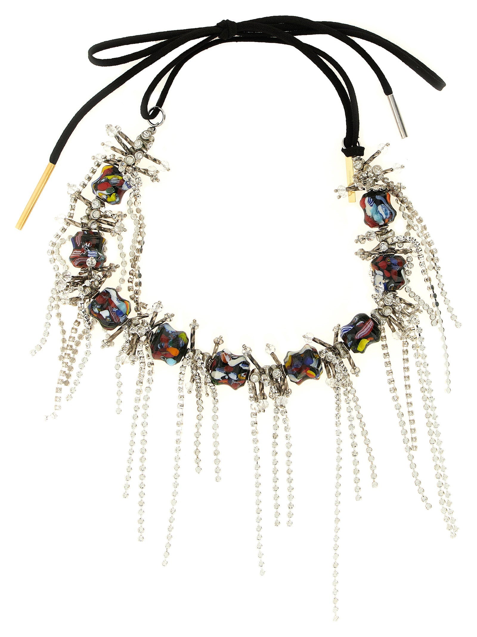 Dries Van Noten Sculptural Crystal-Beaded Necklace — Multicolor