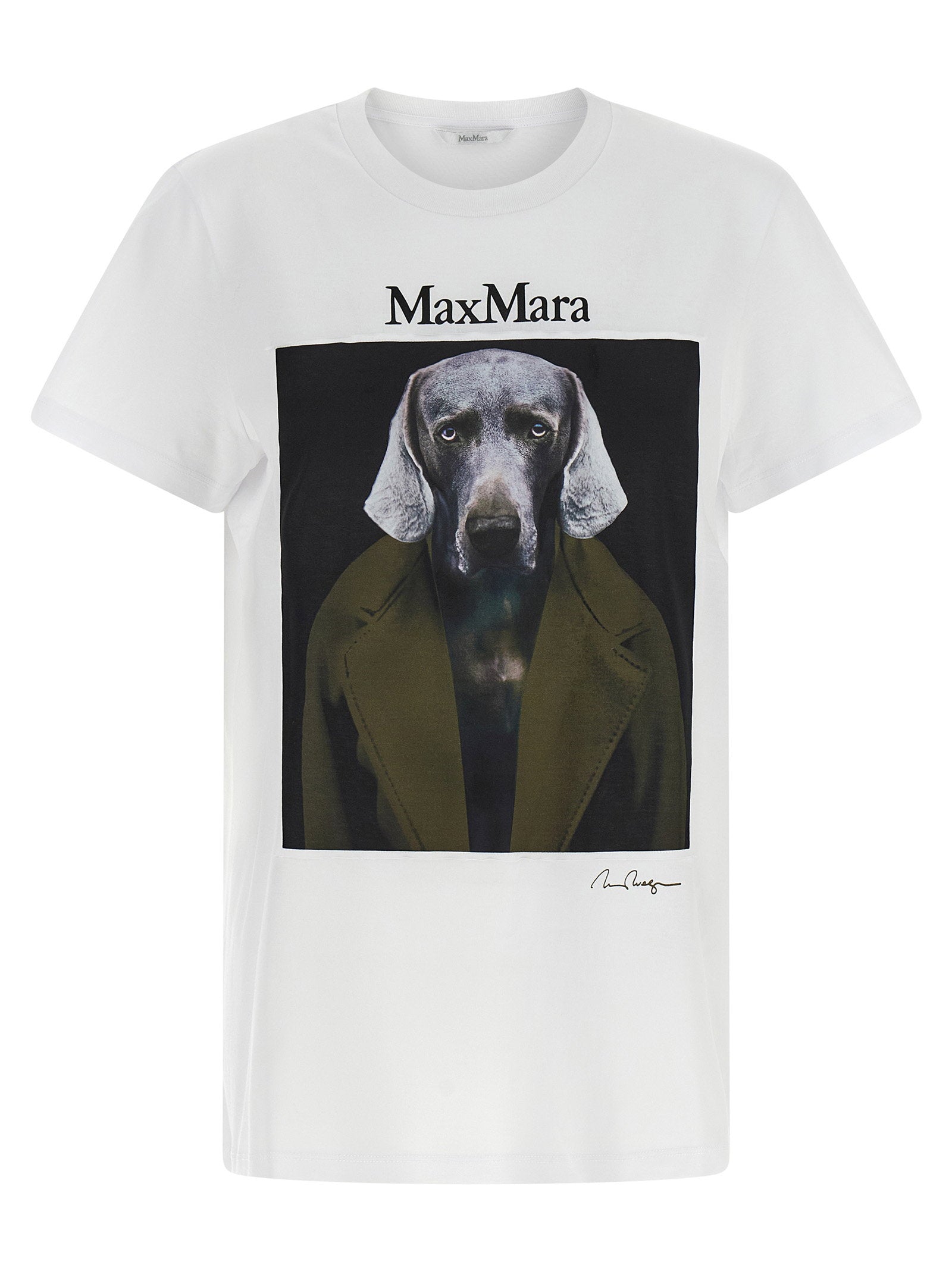 Max Mara Graphic-Print Cotton T-Shirt — White