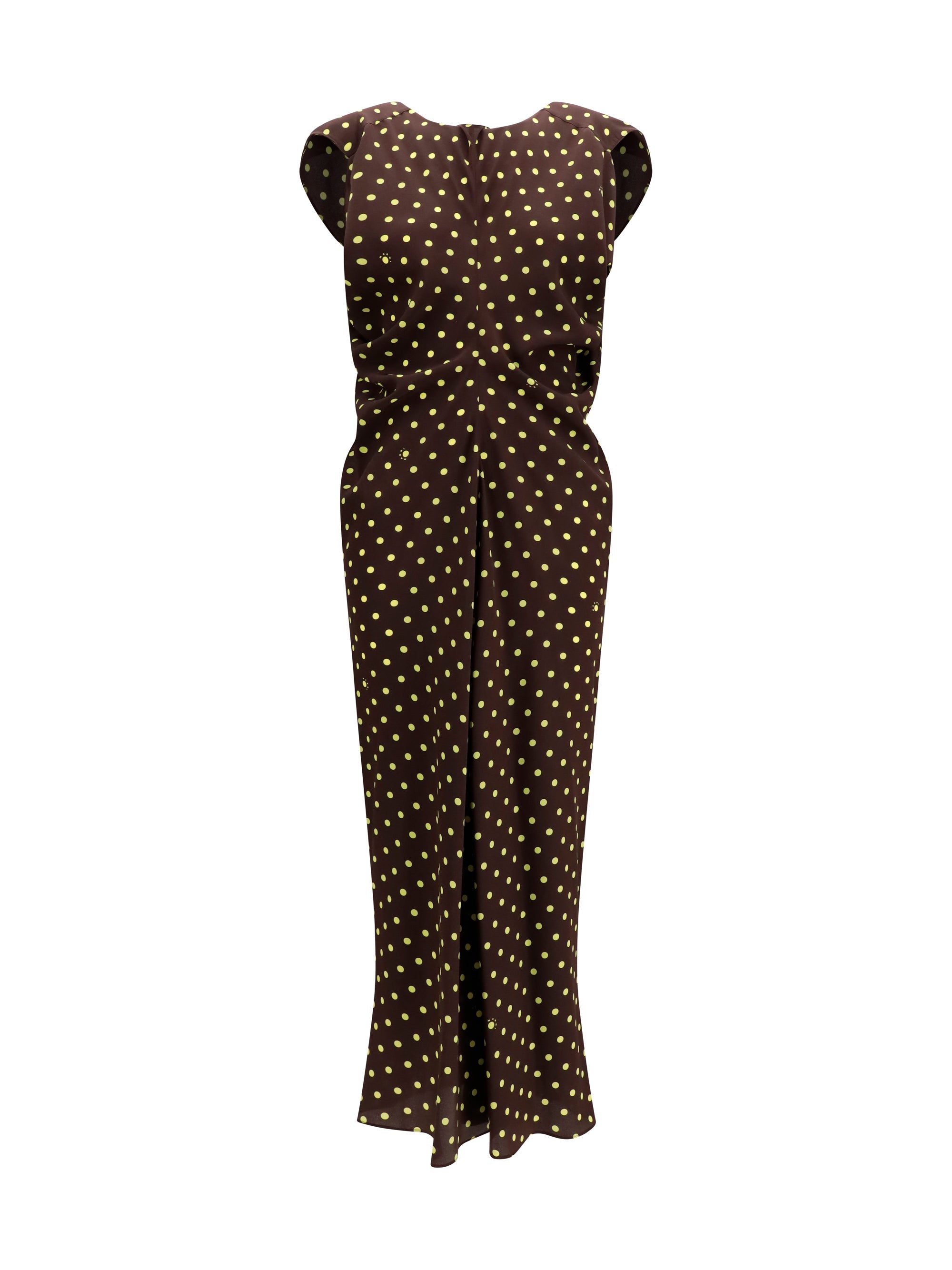 Marni Printed Polka Dot Crepe Dress — Brown
