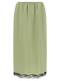 Twin Set Satin Froissé with Lace Hem Skirt — sage green