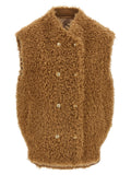 Twin Set Teddy Soft Double-Breasted Vest — Camel