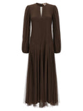 Twin Set Tulle Plumetis Dress — brown