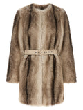 Twin Set Eco-Fur Gradient Coat — Beige