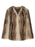Twin Set Long-Haired Eco-Fur Cape — Beige