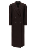 Twin Set Double-Breasted Wool Blend Coat — Brown