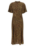 Twin Set Animal-Print Bias-Cut Dress — Brown