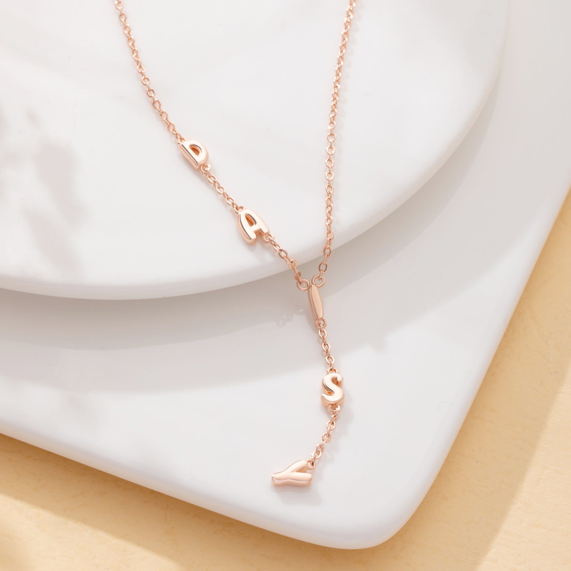 Personalizada Burbuja Letra Y Lariat Collar con Nombre Dainty Joyería Aniversario Cumpleaños Regalo para Mujeres