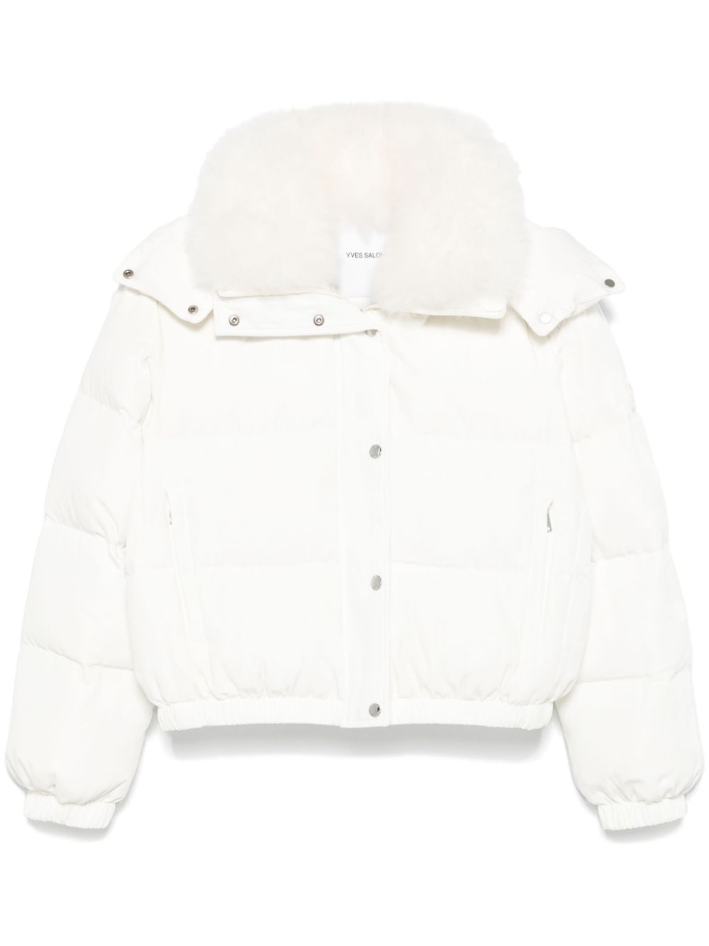 Yves Salomon Contrasting-Collar Ski Down Jacket — White
