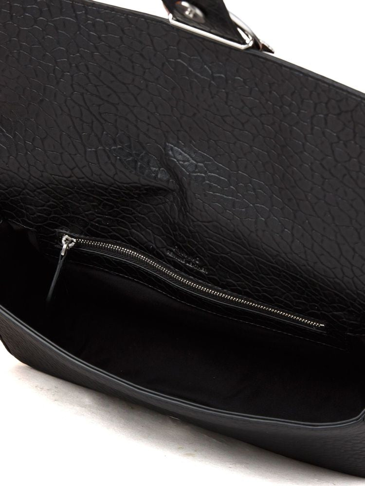 Pinko Croc-Embossed Leather Crossbody Bag — Black