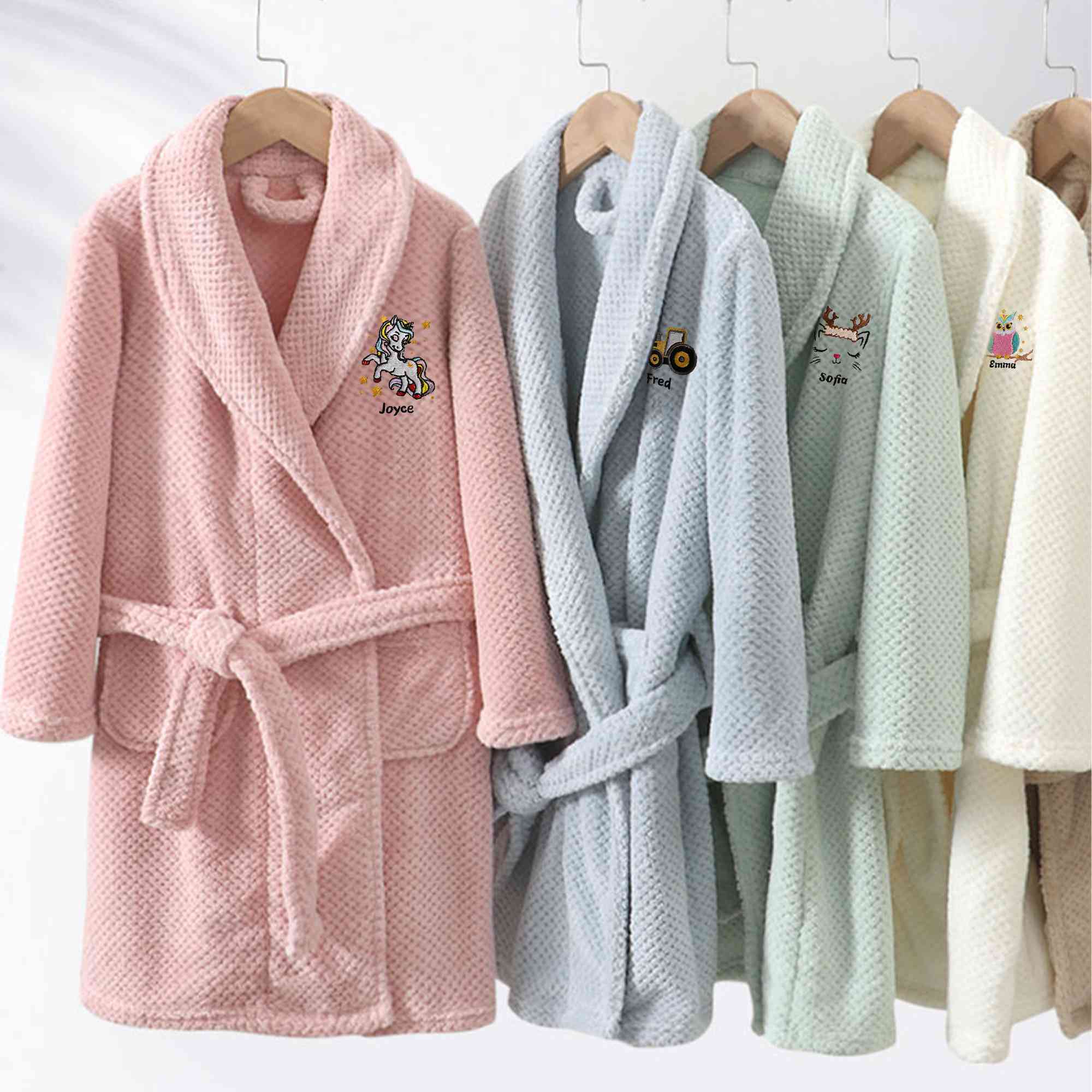 Albornoz Absorbente Personalizado de Franela con Nombre para Niños Niñas Regalo de Cumpleaños para Niños Niñas