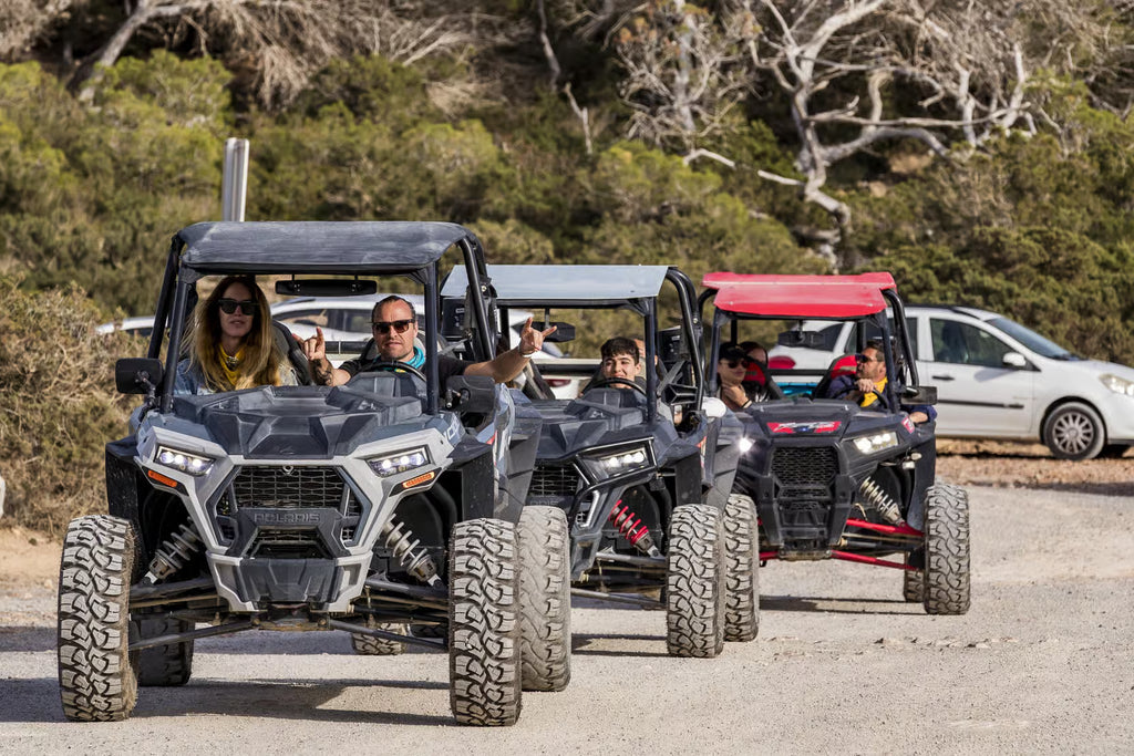 Guided Polaris Buggy Tour with Visits to Cala Bassa, Cala Comte (Cala Conta), Cala Llentia and “Time & Space” Sculpture