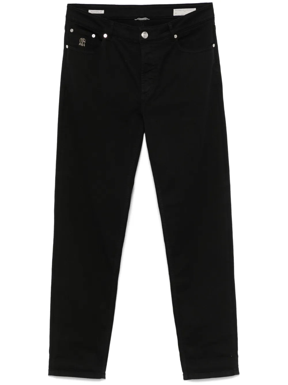 Brunello Cucinelli Logo-Embroidered Jeans — Black