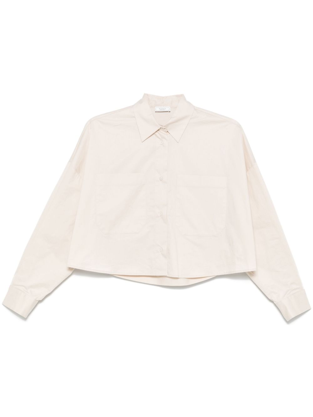 Peserico Cropped Stretch-Cotton Shirt — Beige