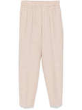 Peserico Monili-Chain Virgin Wool Trousers — Beige