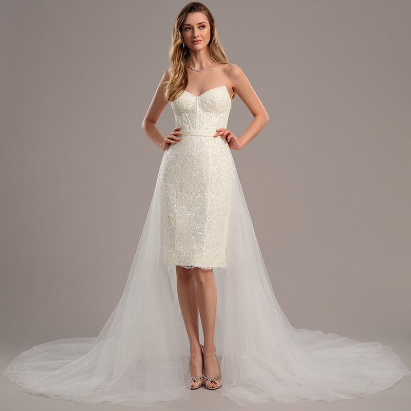 Bridal Wedding Dress White Detachable Sweetheart Sequin