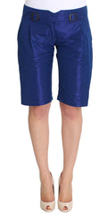 Women's Blue Above Knees Bermuda Shorts Polyester