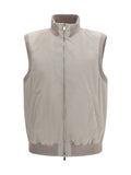 Brunello Cucinelli Two-Way Zip Sleeveless Vest — Brown