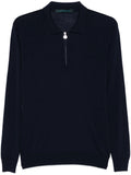 Kiton Fine-Knit Wool Polo Shirt — Midnight Blue