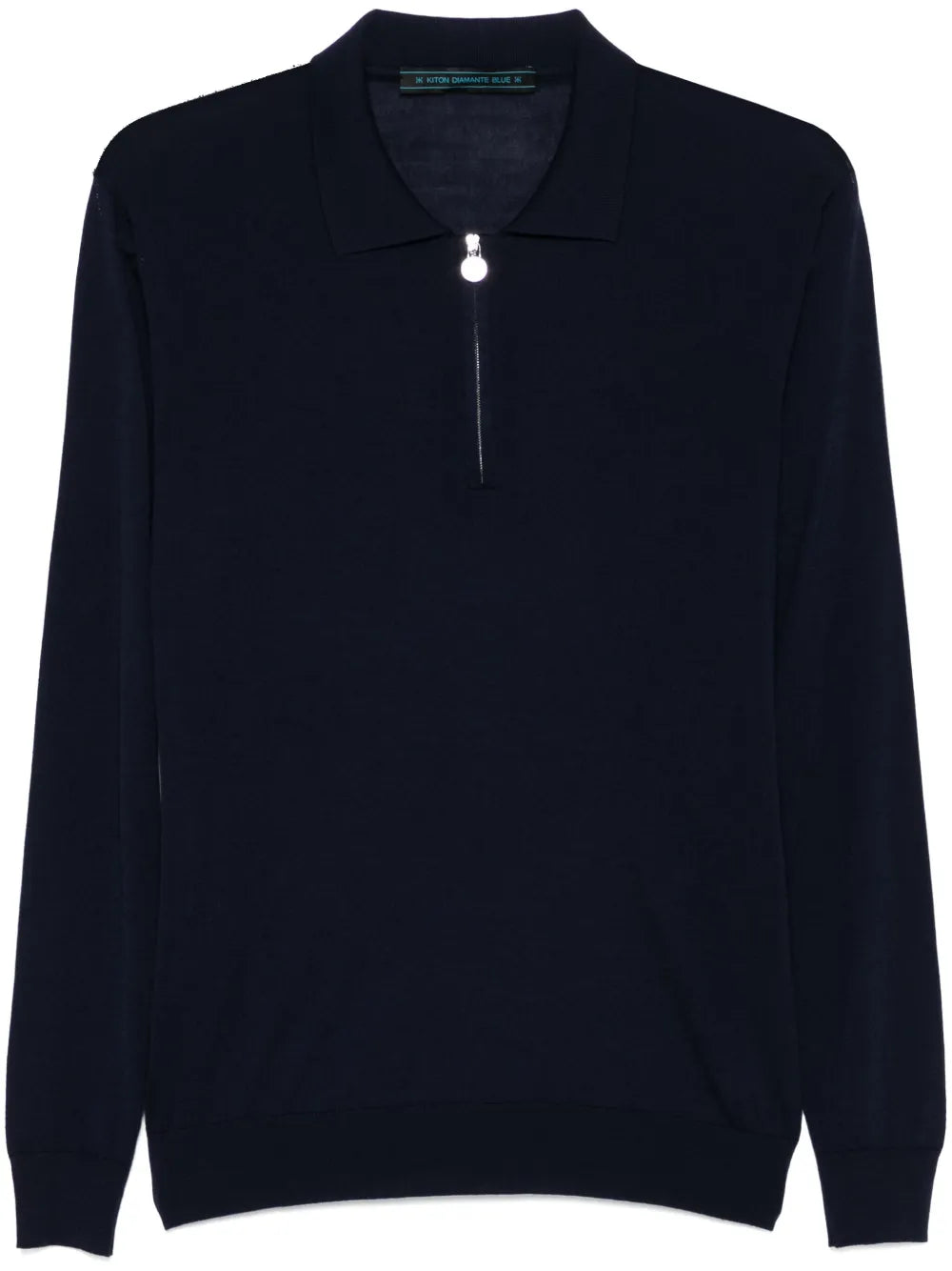 Kiton Fine-Knit Wool Polo Shirt — Midnight Blue