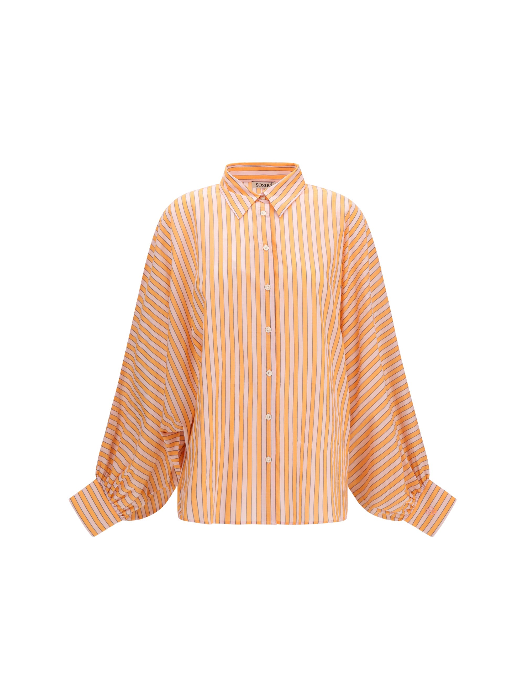 Sosue Striped Cotton Shirt — Orange