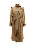 Saint Laurent Translucent Technical Fabric Trench Coat — Beige