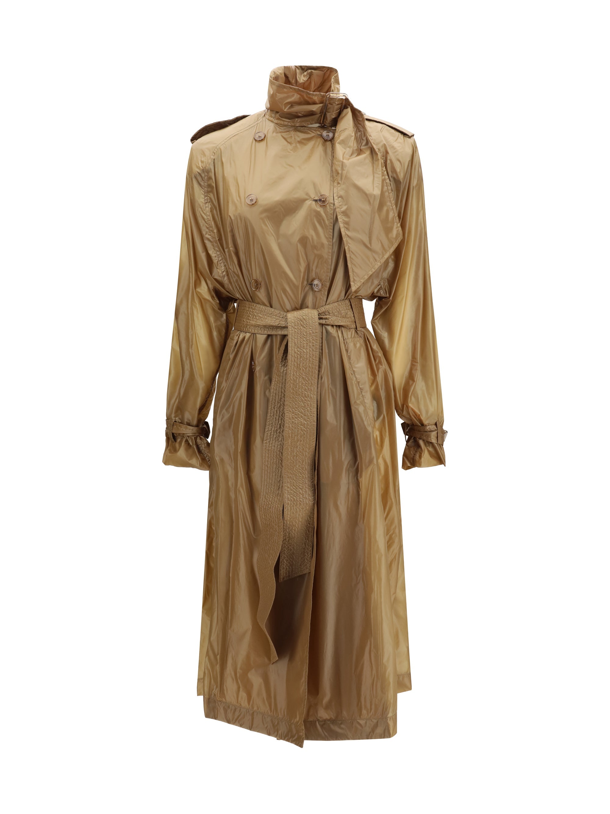Saint Laurent Translucent Technical Fabric Trench Coat — Beige