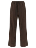 Yves Salomon Leather-Insert Cotton Trousers — Brown