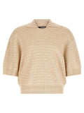 Jacquemus Chevron-Knit Cotton-Silk Blend Polo Shirt — Beige