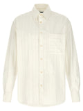 Jacquemus Embroidered Striped Cotton Poplin Shirt — Cream