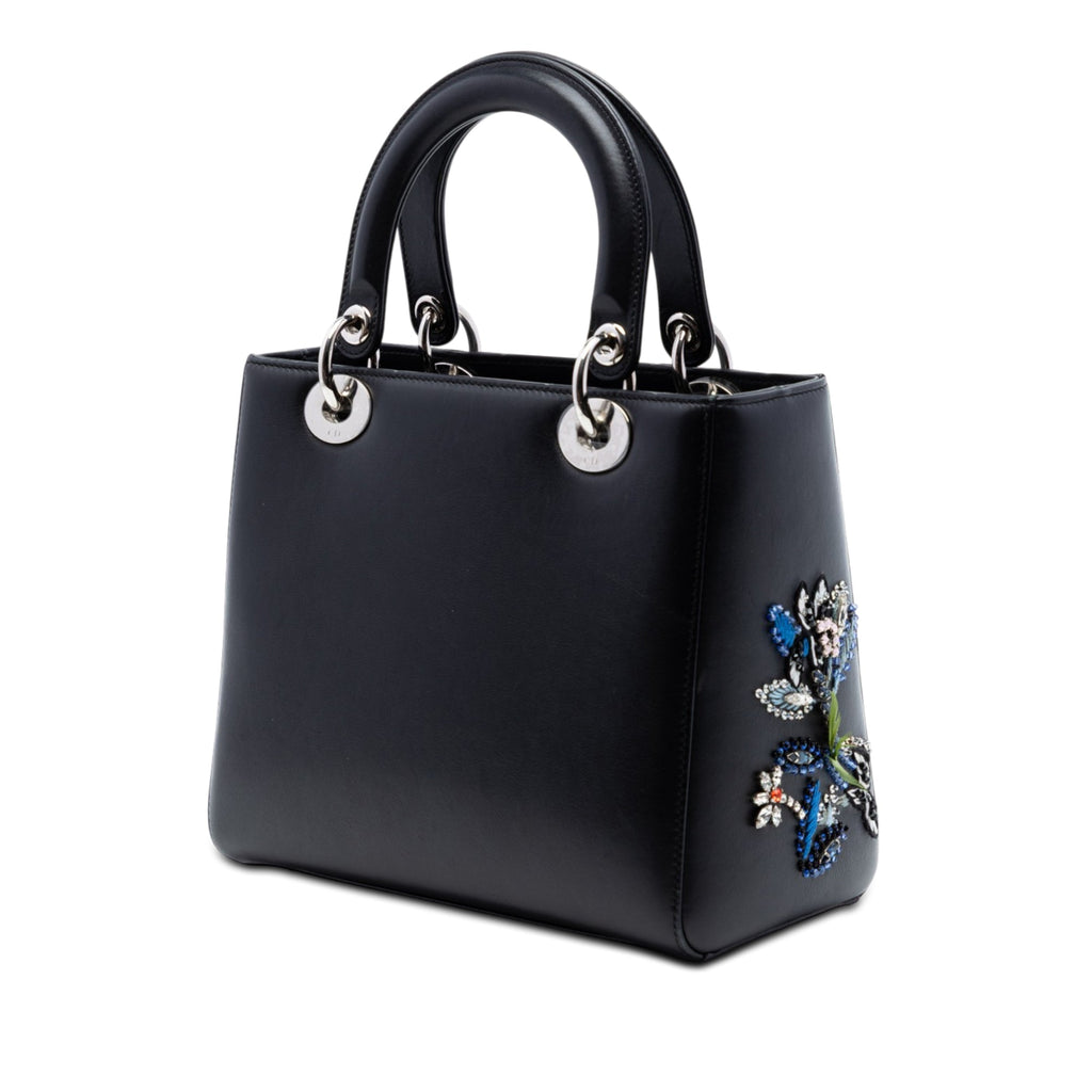 Limited Edition Medium Smooth Calfskin Embroidered Beaded Floral Lady Dior