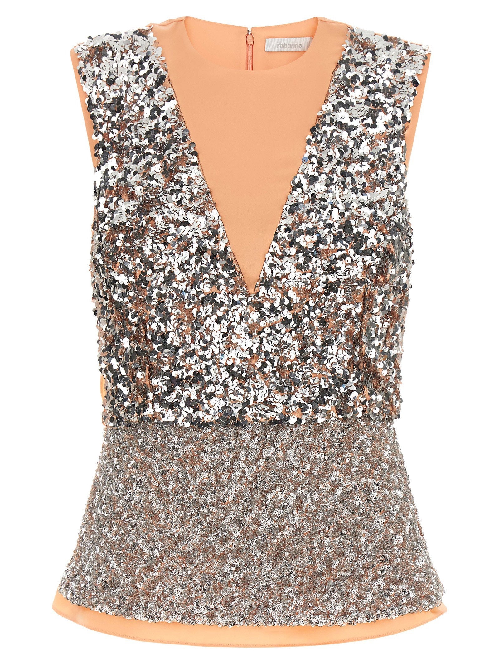 Paco Rabanne Sequin Peplum Tank Top — peach