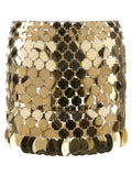Paco Rabanne Metal Disc Chain-Mesh Skirt — Gold