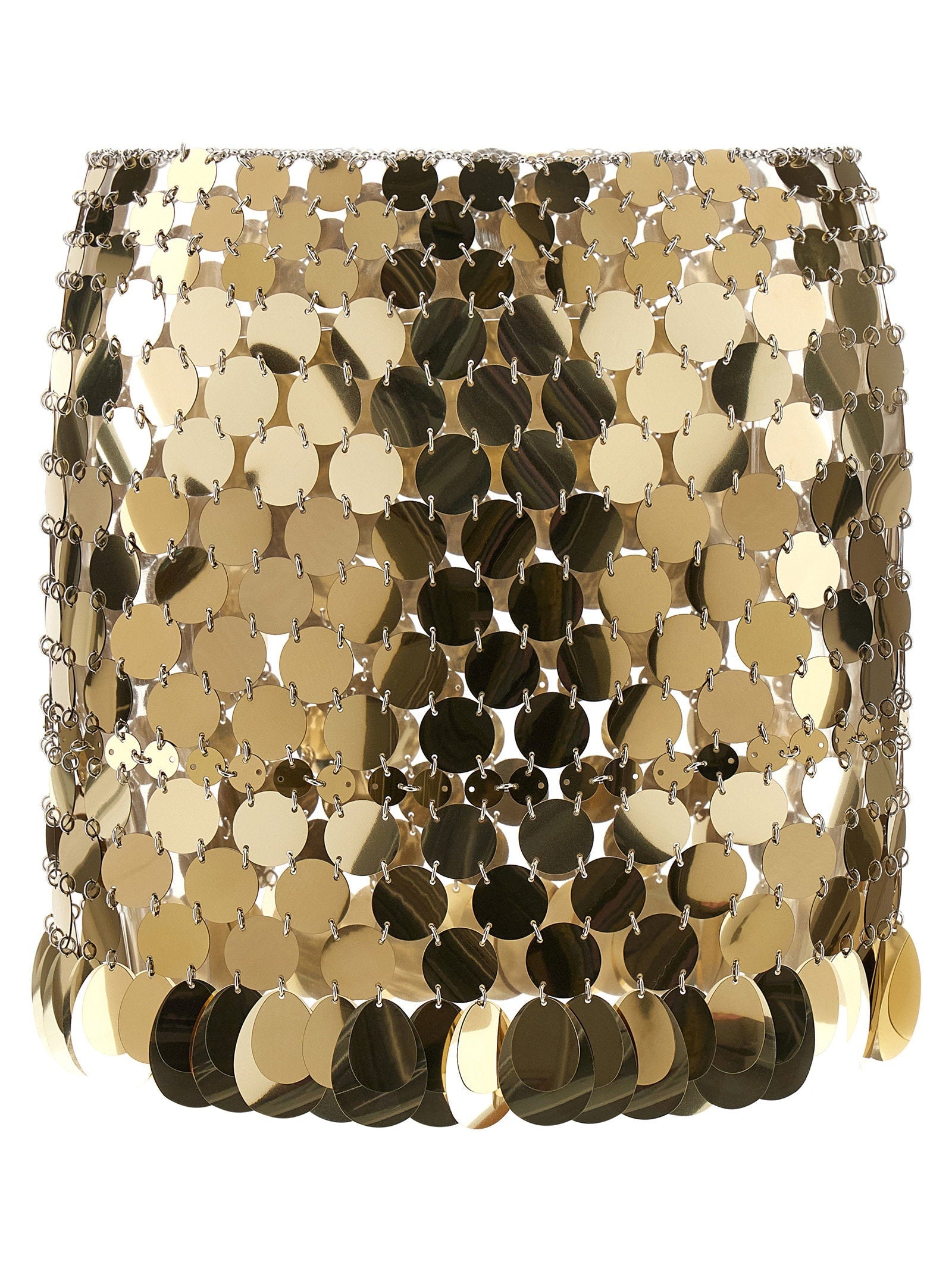 Paco Rabanne Metal Disc Chain-Mesh Skirt — Gold