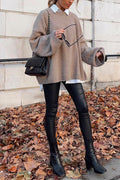 Crewneck Drop Shoulder Solid Loose Fit Sweater