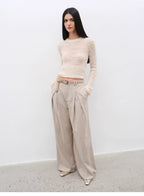 City Stroll casual and relaxed wool-blend double-pleated straight draped wide-leg casual trousers for autumn