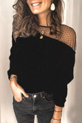 Mesh Patchwork Long Sleeve Tops