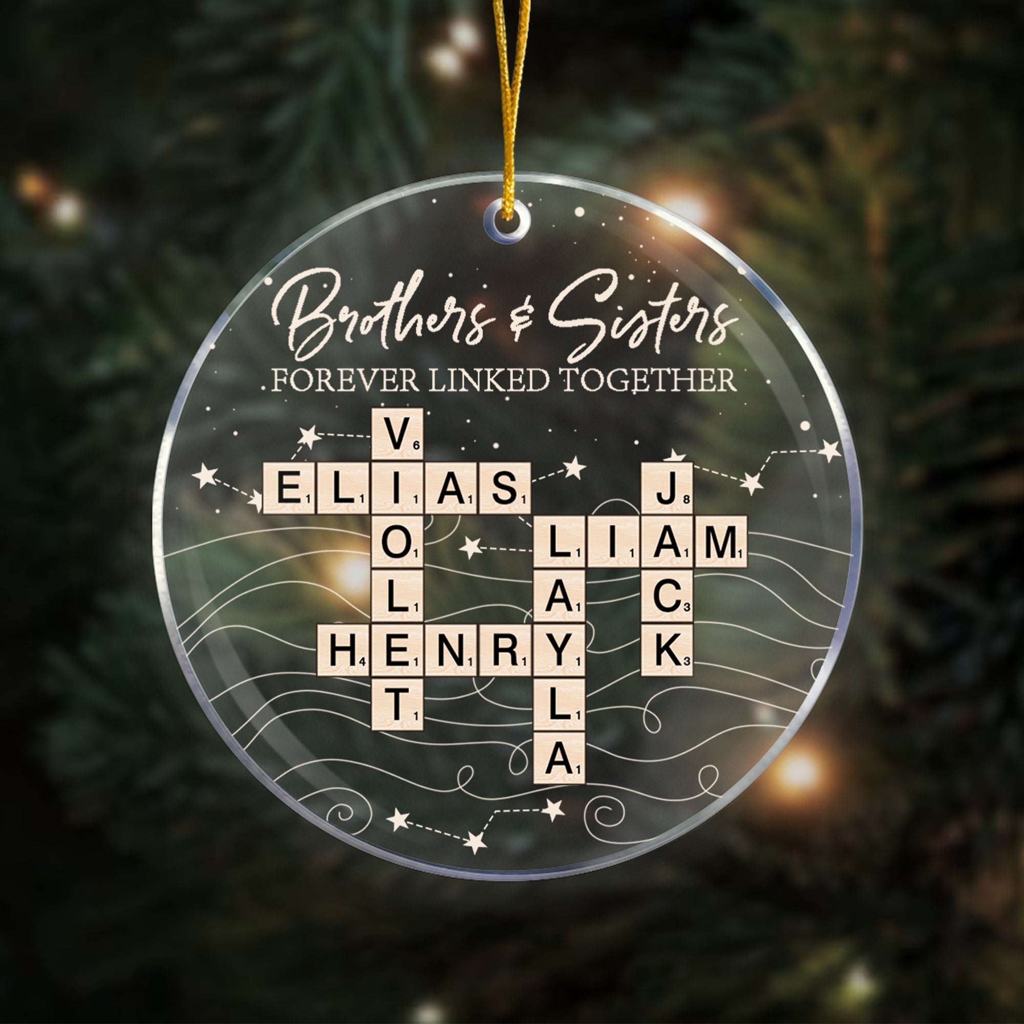 Personalizada Hermanos Hermanas Puzzle Arte Acrílico Adorno de Navidad con el título y el nombre de decoración del árbol de casa Regalo de Navidad para la familia amigos