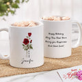 Personalizada Nacimiento Flor 11 oz 15 oz Taza de café de cerámica con nombre fecha y texto cumpleaños aniversario regalo para la familia amigos