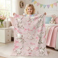 Conejito Floral Personalizado Elefante Lazo Rosa Manta Suave con Nombre Decoración de Guardería Pascua Cumpleaños Regalo para Niños Niñas