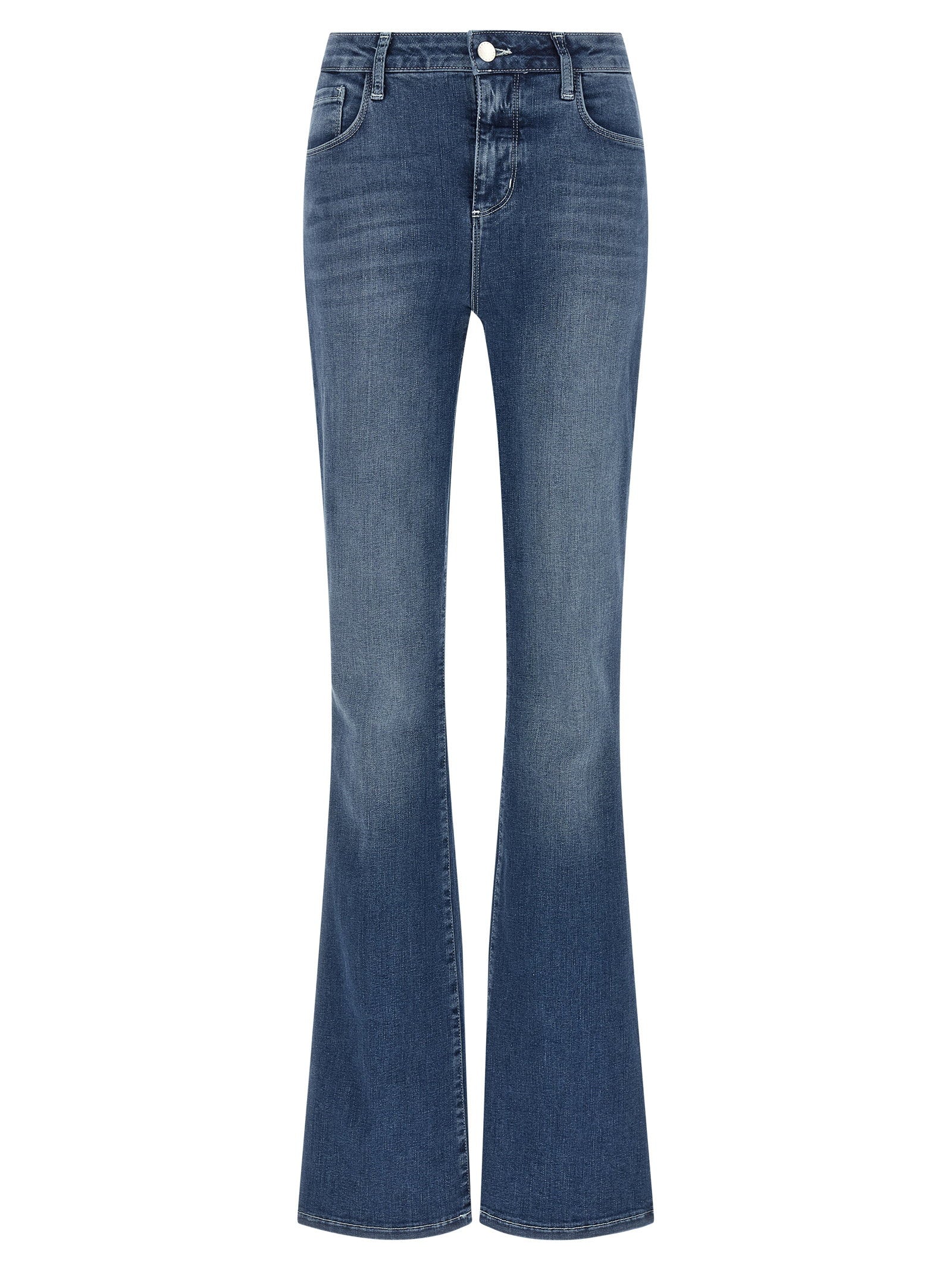 L'agence Stone-Washed Flared Jeans — Blue