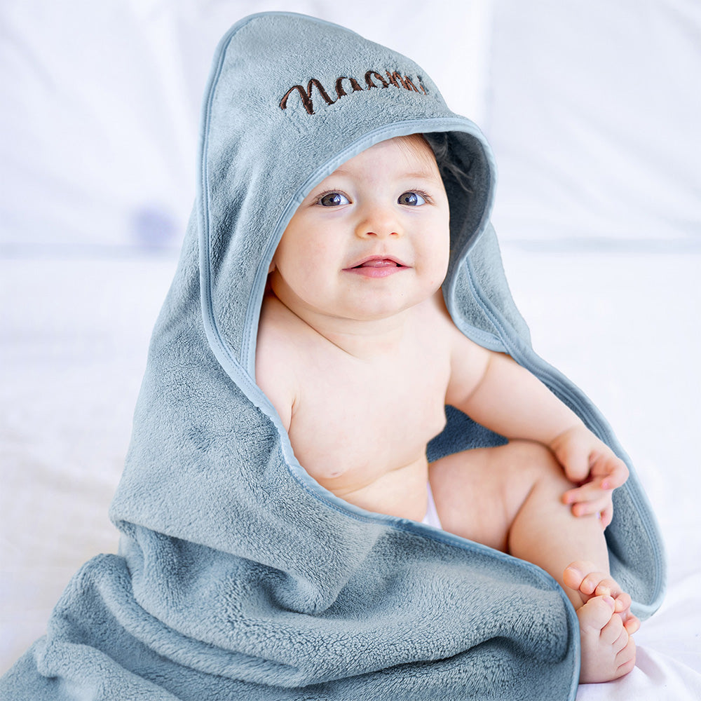 Personalizada Bordado Nombre Coral Toalla con capucha de lana Piscina de verano Baño esencial Baby Shower Cumpleaños Regalo para Bebé Niños