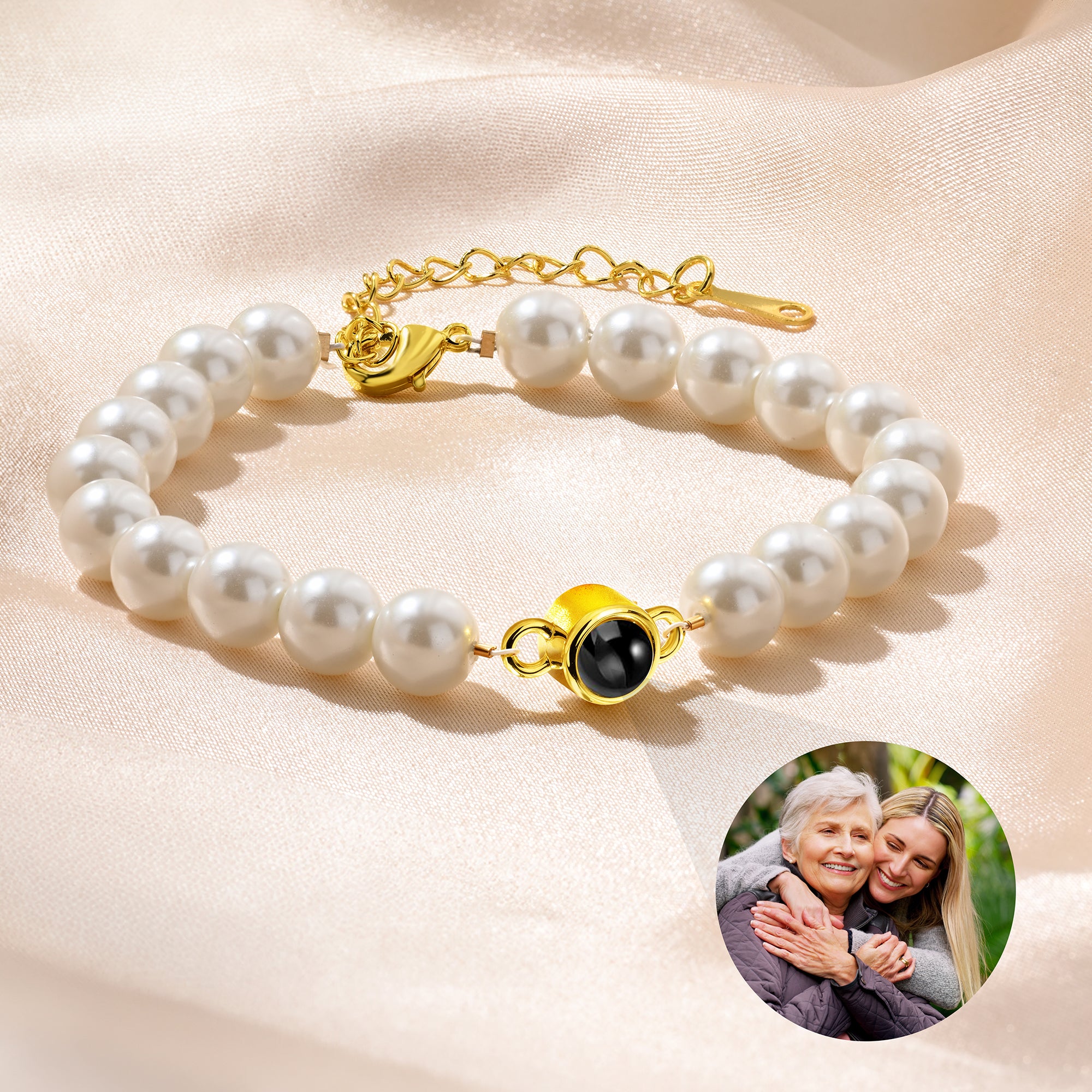 Personalizada Foto Proyección Perla Pulsera Dainty Joyería Cumpleaños Día de San Valentín Aniversario Regalo para Mamá Novia Hermana