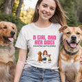 Personalizada Unbreakable Bond 3D Cartoon Girl and Her Dog 100% Algodón Kid Camiseta Adulto con Nombre Regalo de Cumpleaños para Niñas Amantes de las Mascotas