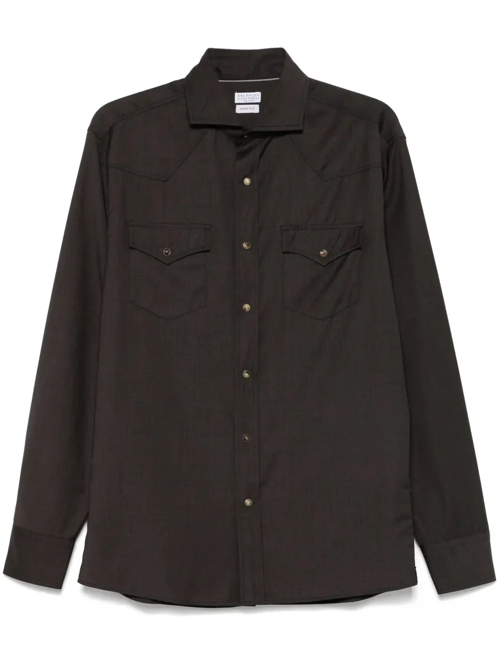 Brunello Cucinelli Virgin Wool Shirt — Black